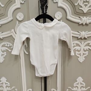 Jacadi Classic White Peter Pan Collar Baby One-Piece Bodysuit Size 3 Months